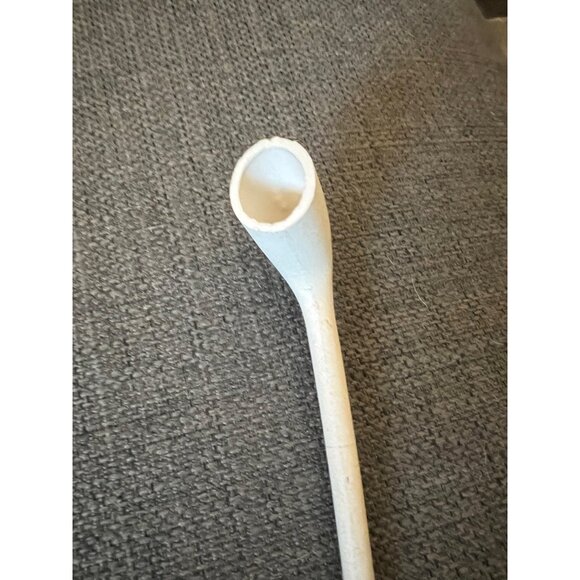 White Ceramic Smoking Pipe - Long Stem & Curved Bowl Design - Picture 1 of 5